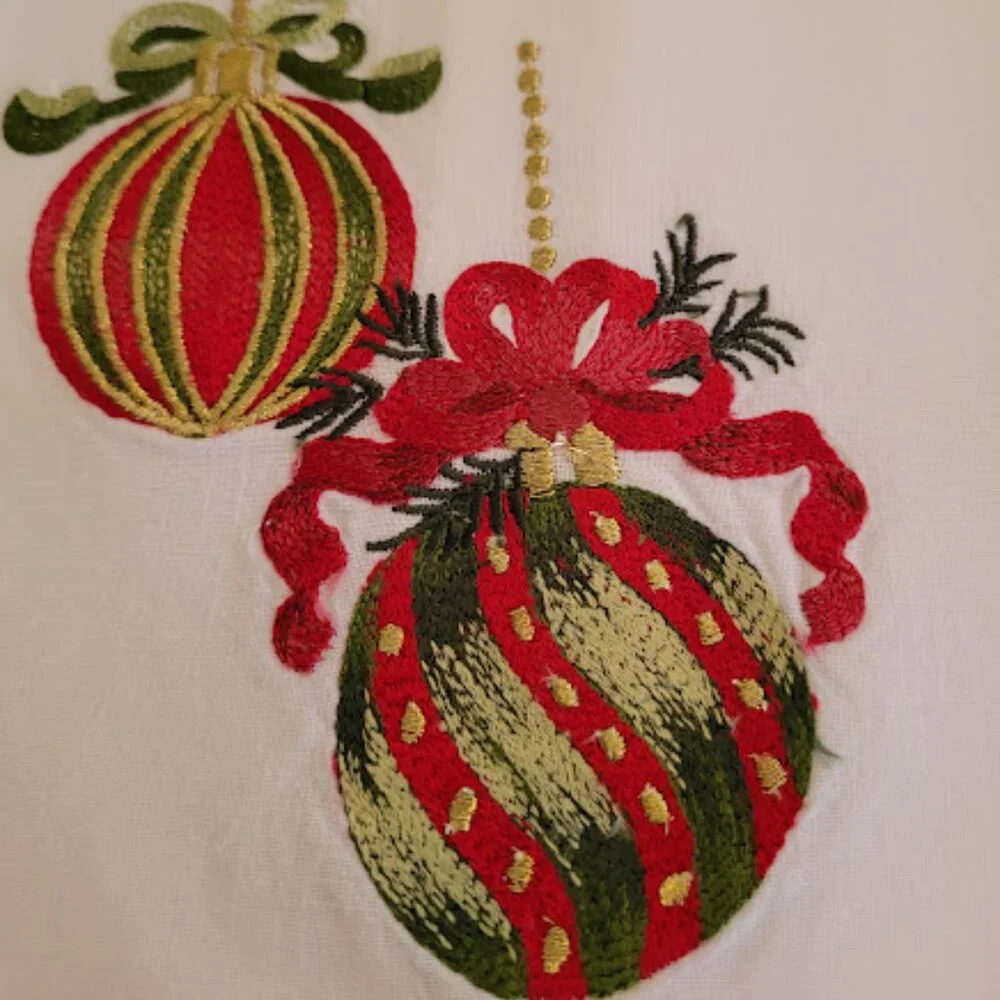 3 Christmas Linen Hand Towels